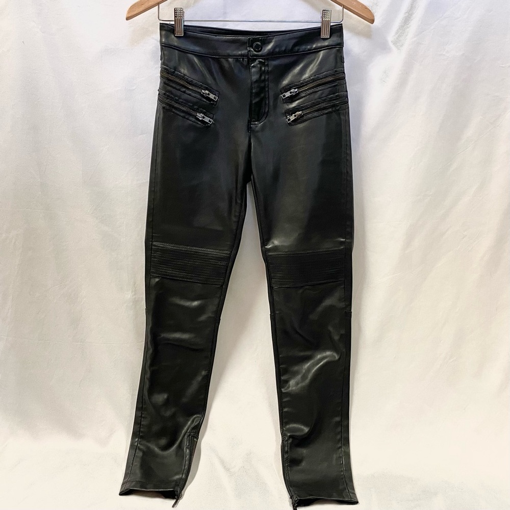 FREE PEOPLE black faux leather skinny pants